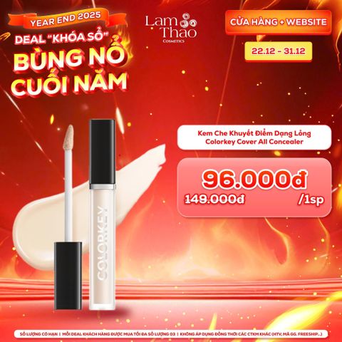  [DEAL SỐC 22.12 - 31.12] [MUA HOÁ ĐƠN COLORKEY 499K TẶNG GƯƠNG + SON KEM LÌ] Kem Che Khuyết Điểm Dạng Lỏng Colorkey Cover All Concealer 