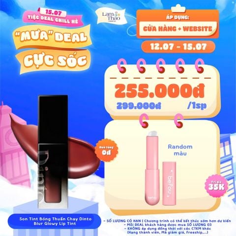  [DEAL 12/7 - 15/7 GIÁ SỐC] [MUA 1 TẶNG 1 CỌ MÔI BEFOU] Son Tint Bóng Thuần Chay Dinto Blur Glowy Lip Tint 