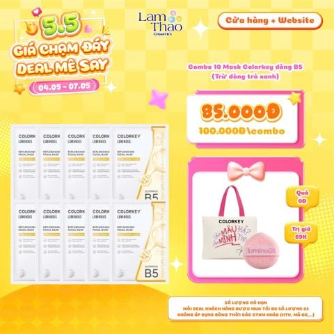  [DEAL SỐC 04.05 - 07.05 MUA COMBO 10 MASK TẶNG TÚI TOTE + MÚT RỬA MẶT COLORKEY] Mặt Nạ Dưỡng Ẩm Dịu Da Thảo Dược Đông Y Colorkey Replenishing Facial Mask 