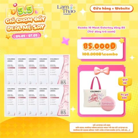  [DEAL SỐC 04.05 - 07.05 MUA COMBO 10 MASK TẶNG TÚI TOTE + MÚT RỬA MẶT COLORKEY] Mặt Nạ Dưỡng Ẩm Colorkey Hydrating Facial Mask 