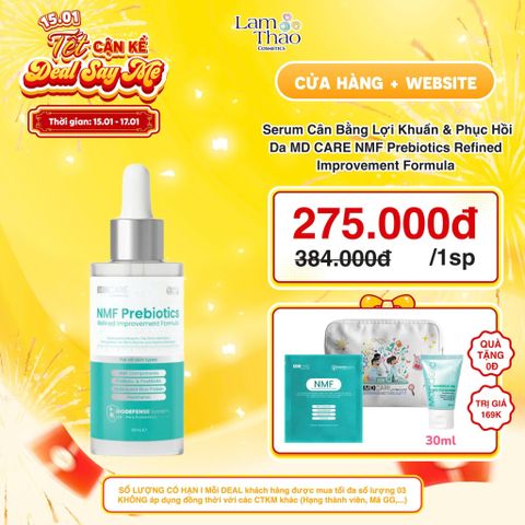  [DEAL SỐC 15.01 - 17.01 TẶNG SRM 30ML + MẶT NẠ + TÚI TOTE MD CARE] Serum Cân Bằng Lợi Khuẩn & Phục Hồi Da MD CARE NMF Prebiotics Refined Improvement Formula 