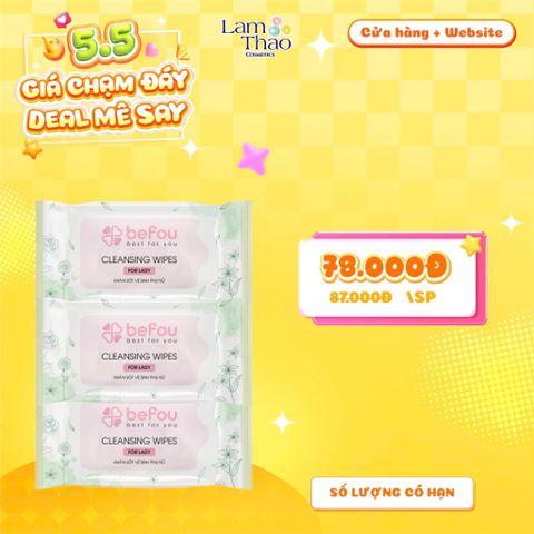  [TÍCH MUA 3 TÚI CHỈ CÒN 78K/3 TÚI] Khăn Ướt Vệ Sinh Cho Nữ Befou Cleansing Wipes For Lady Dạng Gói 