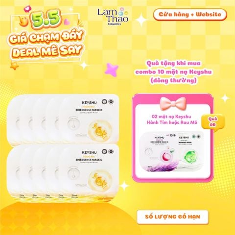  [MUA 10 MASK KEYSHU DÒNG THƯỜNG TẶNG 02 MASK KEYSHU] Mặt Nạ Vitamin C Cấp Ẩm Dưỡng Sáng Da Keyshu Botanic Fiber Bioessence Mask C 