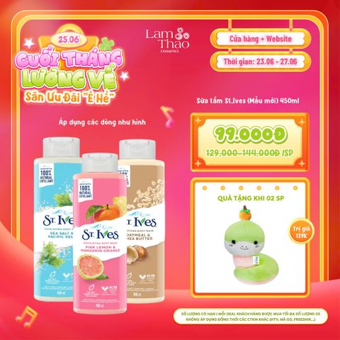  [DEAL SỐC 23.06 - 27.06 MUA 2 TẶNG RẮN BÔNG] Sữa Tắm Dưỡng Sáng Da St.Ives Pink Lemon & Mandarin Orange Exfoliating Body Wash (Mẫu Mới) 