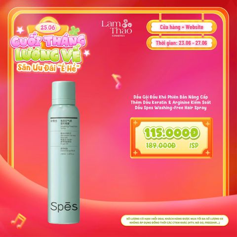  [DEAL SỐC 23.06 - 27.06] Dầu Gội Đầu Khô Phiên Bản Nâng Cấp Thêm Dầu Keratin & Arginine Kiểm Soát Dầu Spes Washing-Free Hair Spray 