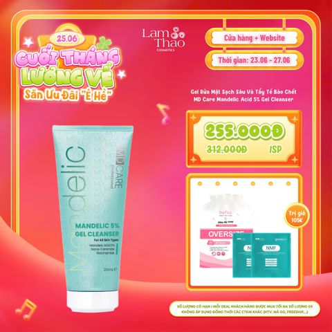  [DEAL SỐC 23.06 - 27.06 TẶNG 02 MẶT NẠ MDCARE + BTT BEFOU OVERSIZE] Gel Rửa Mặt Sạch Sâu Và Tẩy Tế Bào Chết MD Care Mandelic Acid 5% Gel Cleanser 
