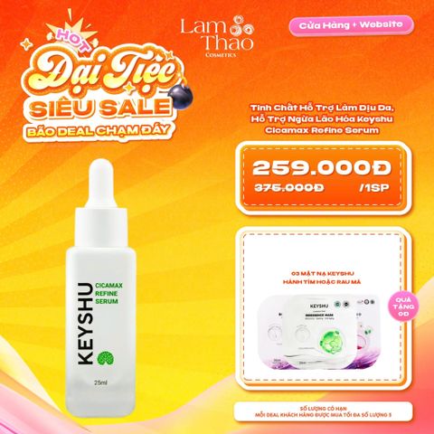  [MUA 1 TẶNG 3 MẶT NẠ KEYSHU NGẪU NHIÊN] Tinh Chất Hỗ Trợ Làm Dịu Da, Hỗ Trợ Ngừa Lão Hóa Keyshu Cicamax Refine Serum 