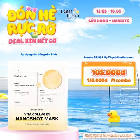  [DEAL SỐC 13.05 - 16.05 COMBO 02 MASK MEDIANSWER] Mặt Nạ Dạng Thạch Hỗ Trợ Làm Sáng Và Săn Chắc Da MediAnswer Vita Collagen NanoShot Mask (Mẫu Mới) 