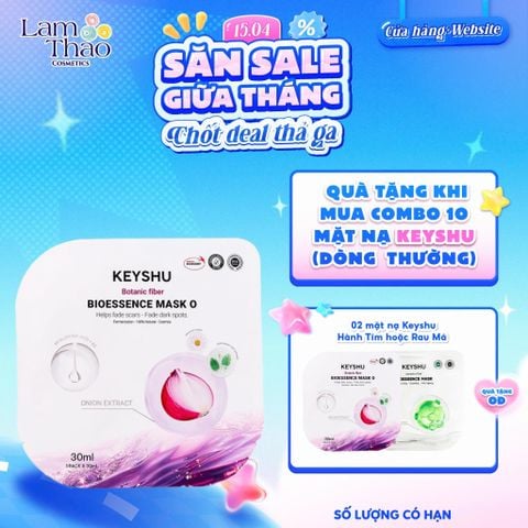  [MUA 10 MASK KEYSHU DÒNG THƯỜNG TẶNG 02 MASK KEYSHU] Mặt Nạ Hành Tím Cấp Ẩm, Hỗ Trợ Mờ Thâm Sẹo Keyshu Botanic Fiber Bioessence Mask O 
