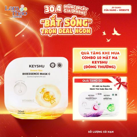  [MUA 10 MASK KEYSHU DÒNG THƯỜNG TẶNG 02 MASK KEYSHU] Mặt Nạ Vitamin C Cấp Ẩm Dưỡng Sáng Da Keyshu Botanic Fiber Bioessence Mask C 