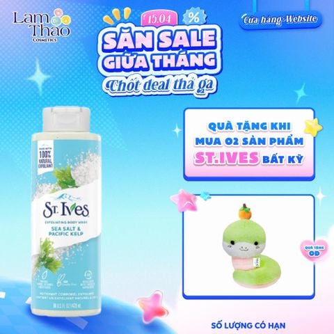  [MUA 2 SP ST.IVES BẤT KỲ TẶNG 01 GẤU BÔNG] Sữa Tắm Loại Bỏ Da Chết St.Ives Purifying Sea Salt & Pacific Kelp Exfoliating Body Wash (Mẫu Mới) 