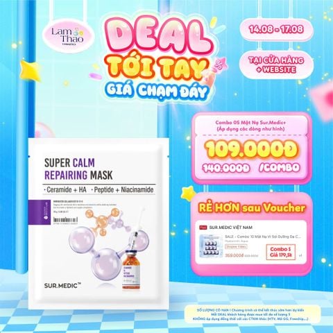  [DEAL SỐC 14.08 - 17.08 KHI MUA COMBO 5 MASK] Mặt Nạ Phục Hồi & Làm Dịu Da Sur.Medic+ Super Calm Repairing Sheet Mask 