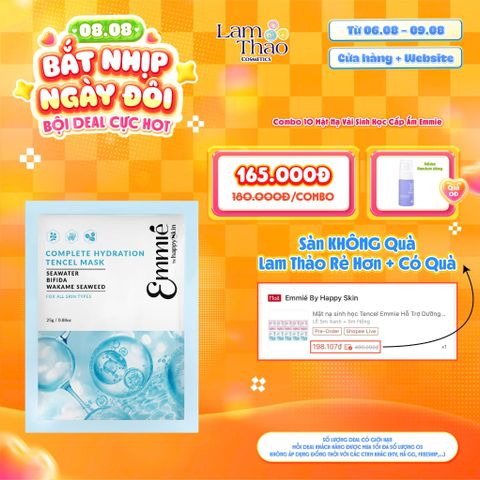  [DEAL SỐC 06.08 - 09.08 MUA COMBO 10 MASK TẶNG DDVS EMMIE 100ML] Mặt Nạ Vải Sinh Học Cấp Ẩm Emmie Complete Hydration Tencel Mask 