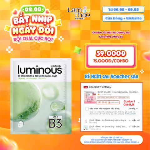  [DEAL SỐC 06.08 - 09.08 KHI MUA COMBO 5 MASK] Mặt Nạ Phục Hồi Và Sáng Da B3 Colorkey Luminous B3 Brightening & Repairing Facial Mask - Cica 