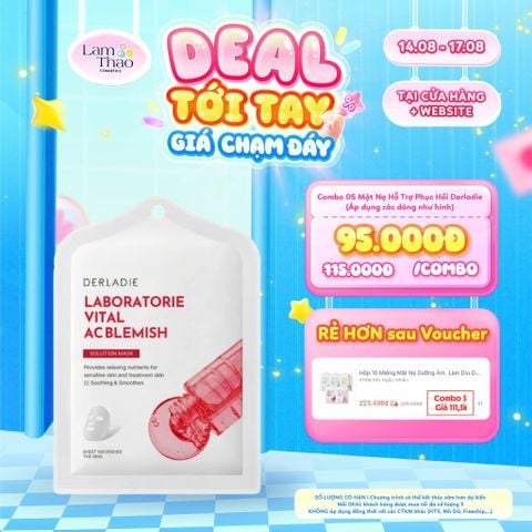  [DEAL SỐC 14.08 - 17.08 KHI MUA COMBO 5 MASK] Mặt Nạ Hỗ Trợ Phục Hồi Làm Dịu Da Mụn Derladie Laboratorie Vital AC Blemish Solution Mask 