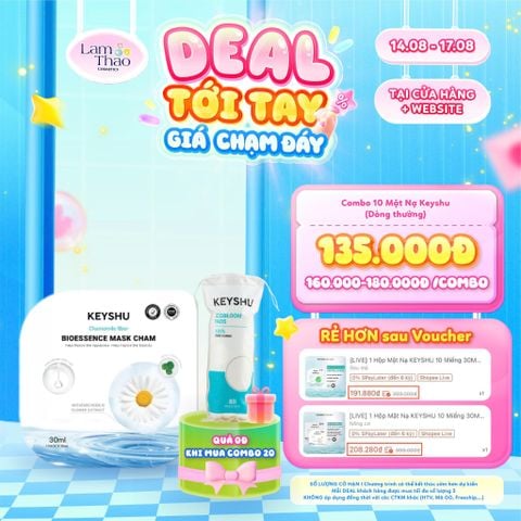  [DEAL SỐC 14.08 - 17.08 MUA COMBO 20 MASK KEYSHU DÒNG THƯỜNG TẶNG BTT KEYSHU 80 MIẾNG] Mặt Nạ Cúc La Mã Cấp Ẩm Phục Hồi Da Keyshu Chamomile Fiber Bioessence Mask Cham 