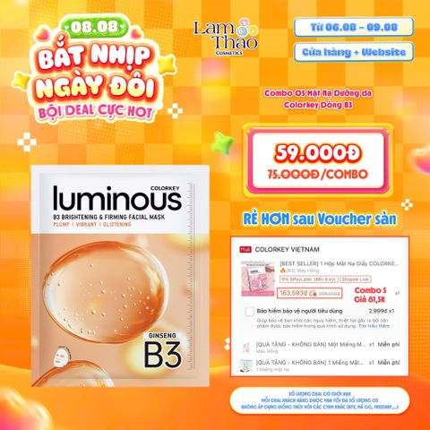  [DEAL SỐC 06.08 - 09.08 KHI MUA COMBO 5 MASK] Mặt Nạ Săn Chắc Và Sáng Da B3 Colorkey Luminous B3 Brightening & Firming Facial Mask - Ginseng 
