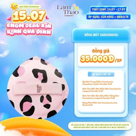  [DEAL SỐC 14.07 - 17.07] Mút Tán Nền Báo Báo Đốm Hồng Đen Guoxiaoniu Leopard Powder Puff 
