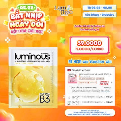  [DEAL SỐC 06.08 - 09.08 KHI MUA COMBO 5 MASK] Mặt Nạ Se Khít Lỗ Chân Lông Và Sáng Da B3 Colorkey Luminous B3 Brightening & Pore Minimizing Facial Mask - Calendula 
