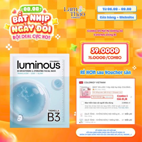  [DEAL SỐC 06.08 - 09.08 KHI MUA COMBO 5 MASK] Mặt Nạ Cấp Ẩm Và Sáng Da B3 Colorkey Luminous B3 Brightening & Hydrating Facial Mask - Tremella 