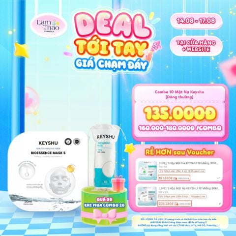  [DEAL SỐC 14.08 - 17.08 MUA COMBO 20 MASK KEYSHU DÒNG THƯỜNG TẶNG BTT KEYSHU 80 MIẾNG] Mặt Nạ Hỗ Trợ Nâng Cơ Keyshu New Technology Fiber Bioessence Mask S 