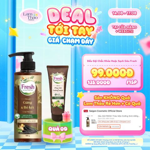  [DEAL SỐC 14.08 - 17.08 TẶNG DẦU XẢ FRESH 120G] Dầu Gội Thảo Mộc Dưỡng Sinh Sạch Gàu Mềm Mượt Fresh 