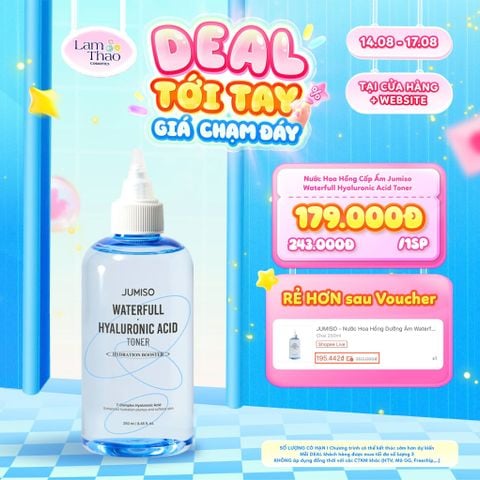  [DEAL SỐC 14.08 - 17.08] Nước Hoa Hồng Cấp Ẩm Jumiso Waterfull Hyaluronic Acid Toner 