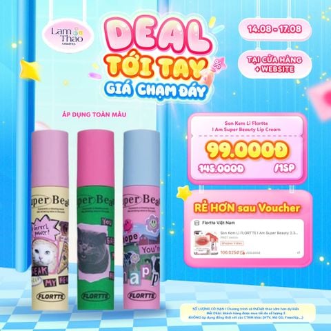  [DEAL SỐC 14.08 - 17.08] Son Kem Lì Flortte I Am Super Beauty Lip Cream 