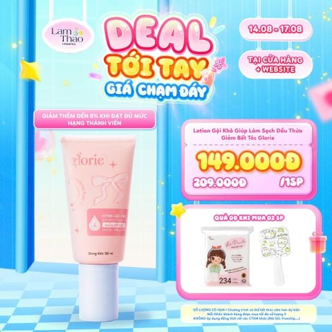  [DEAL SỐC 14.08 - 17.08 MUA COMBO 02 CHAI TẶNG GƯƠNG LƯỢC CẦM TAY GLORIE + BTT LA PURA 234 MIẾNG] Lotion Gội Khô Giúp Làm Sạch Dầu Thừa Giảm Bết Tóc Glorie 