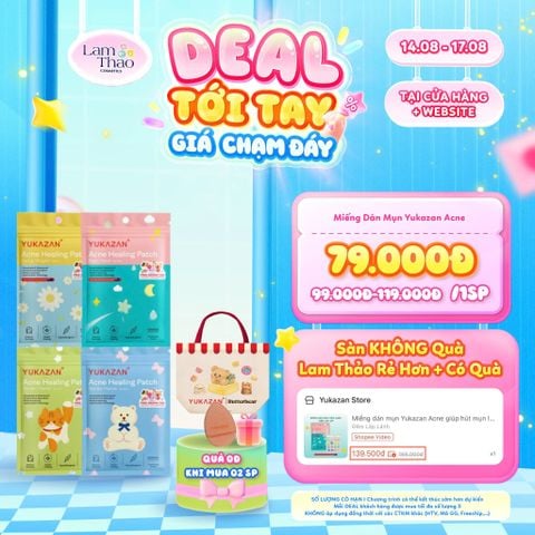  [DEAL SỐC 14.08 - 17.08 MUA 2 GÓI TẶNG TÚI TOTE + MÚT RỬA MẶT YUKAZAN] Miếng Dán Mụn Yukazan Acne 