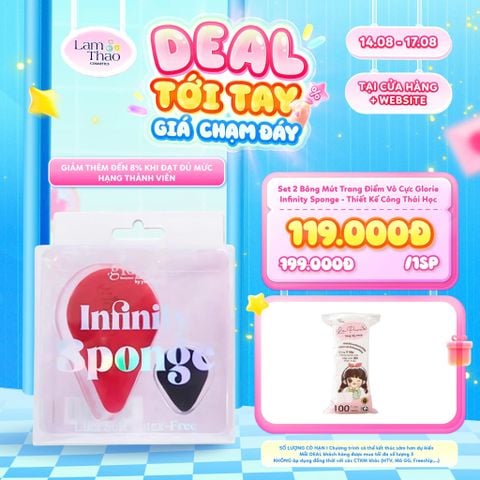  [DEAL SỐC 14.08 - 17.08 TẶNG BTT LA PURA 100 MIẾNG] Set 2 Bông Mút Trang Điểm Vô Cực Glorie Infinity Sponge - Thiết Kế Công Thái Học 