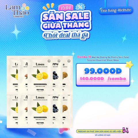  [COMBO 10 NẠ PRETTY SKIN GIÁ SỐC] Mặt Nạ Dưỡng Da Pretty Skin Total Solution Essential Sheet Mask 