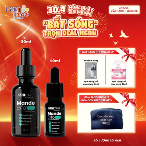  [MUA SIZE 10ML TẶNG 01 MASK ARUMORE - SIZE 30ML TẶNG BTT BEFOU OVERSIZE 50 MIẾNG] [HĐ MD CARE 499K TẶNG 01 TÚI DA] Tẩy Tế Bào Chết Căng Bóng, Cấp Ẩm Và Làm Sáng Da MD CARE Mande Exfo 