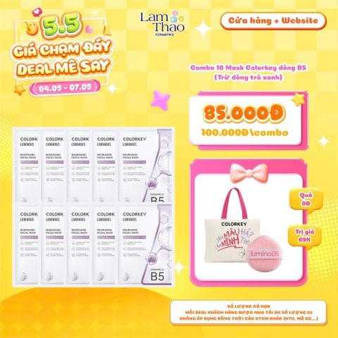  [DEAL SỐC 04.05 - 07.05 MUA COMBO 10 MASK TẶNG TÚI TOTE + MÚT RỬA MẶT COLORKEY] Mặt Nạ Dưỡng Ẩm Ngừa Mụn Với Chiết Xuất Cây Phỉ Colorkey Nourishing Facial Mask 