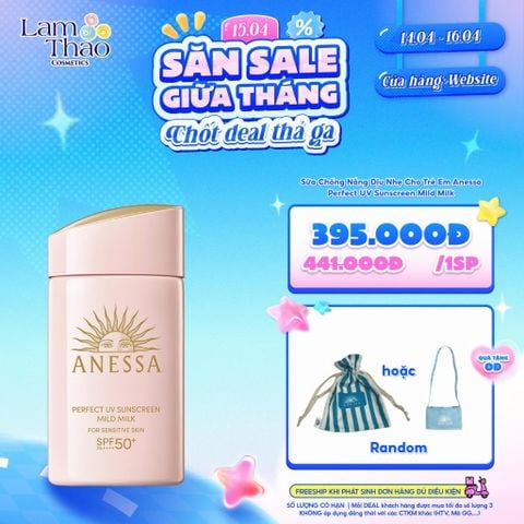  [DEAL SỐC 14.04 - 16.04 TẶNG TÚI ĐỰNG NƯỚC + TÚI RÚT ANESSA] Sữa Chống Nắng Dịu Nhẹ Cho Trẻ Em Anessa Perfect UV Sunscreen Mild Milk 