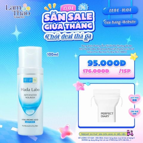  [DEAL SỐC 14.04 - 16.04 MUA SIZE 100ML TẶNG BTT PERFECT DIARY 30 MIẾNG] Dung Dịch Dưỡng Ẩm Tối Ưu Da Thường Và Da Khô Hada Labo Advanced Nourish Hyaluronic Acid Lotion For Normal To Dry Skin 