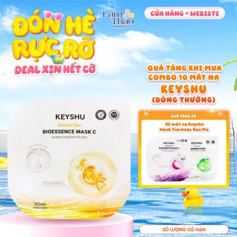  [MUA 10 MASK KEYSHU DÒNG THƯỜNG TẶNG 02 MASK KEYSHU] Mặt Nạ Vitamin C Cấp Ẩm Dưỡng Sáng Da Keyshu Botanic Fiber Bioessence Mask C 