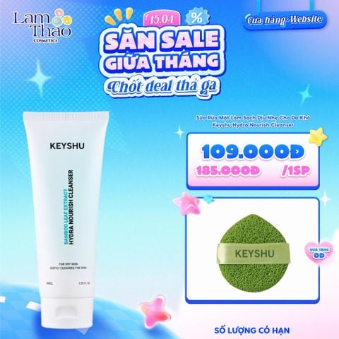  [TẶNG 01 MÚT RỬA MẶT KEYSHU] Sữa Rửa Mặt Làm Sạch Dịu Nhẹ Cho Da Khô Keyshu Hydra Nourish Cleanser 
