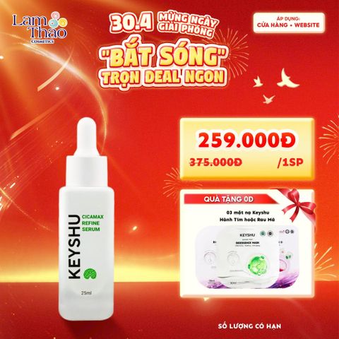  [MUA 1 TẶNG 3 MẶT NẠ KEYSHU NGẪU NHIÊN] Tinh Chất Hỗ Trợ Làm Dịu Da, Hỗ Trợ Ngừa Lão Hóa Keyshu Cicamax Refine Serum 
