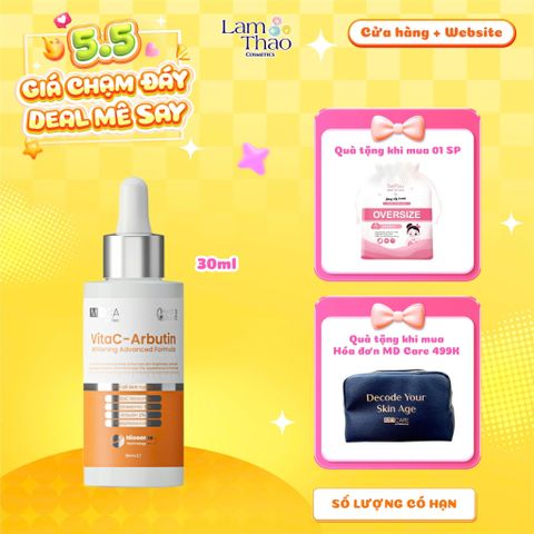  [TẶNG BTT BEFOU OVERSIZE 50 MIẾNG] [HĐ MD CARE 499K TẶNG 01 TÚI DA] Tinh Chất Hỗ Trợ Sáng Da, Chống Lão Hoá MD CARE VitaC Arbutin Serum Whitening Advanced Formula 