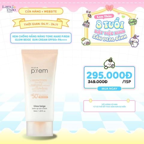  [DEAL SỐC 4.11 - 24.11] Kem Chống Nắng Nâng Tone Make P:rem Glow Beige Tone Up Sun Cream SPF50+ PA++++ 