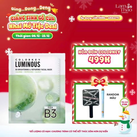  [DEAL SỐC 6.12 - 25.12 MUA HOÁ ĐƠN COLORKEY 499K TẶNG GƯƠNG + SON KEM LÌ] Mặt Nạ Phục Hồi Và Sáng Da B3 Colorkey Luminous B3 Brightening & Repairing Facial Mask - Cica 
