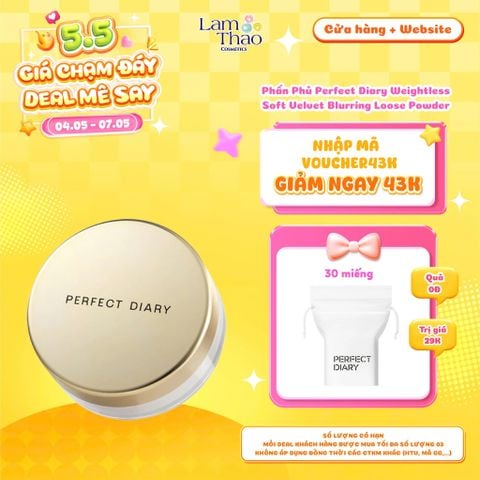  [DEAL SỐC 04.05 - 07.05 TẶNG BTT 30 MIẾNG PERFECT DIARY] Phấn Phủ Perfect Diary Weightless Soft Velvet Blurring Loose Powder 