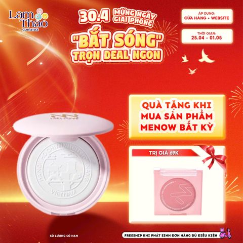  [DEAL SỐC 25.04 - 01.05 MUA 01 TẶNG 01 MÁ HỒNG MENOW] Phấn Phủ Dạng Nén Mỏng Nhẹ Tự Nhiên Menow Clear Radiant Pressed Powder Viet Nam Edition 