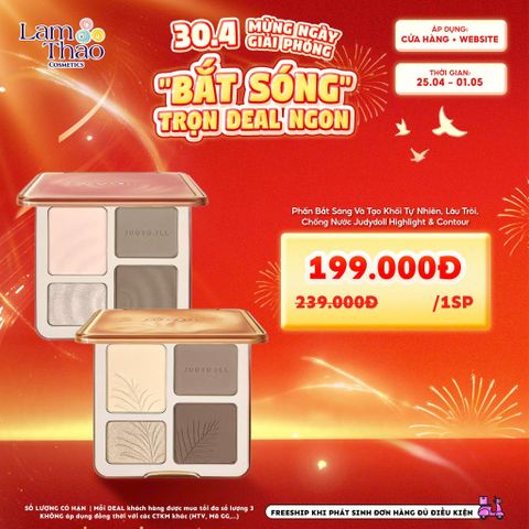  [DEAL SỐC 25.04 - 01.05] Phấn Bắt Sáng Và Tạo Khối Tự Nhiên, Lâu Trôi, Chống Nước Judydoll Highlight & Contour 
