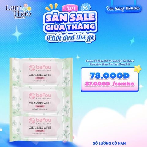  [TÍCH MUA 3 TÚI CHỈ CÒN 78K/3 TÚI] Khăn Ướt Vệ Sinh Cho Nữ Befou Cleansing Wipes For Lady Dạng Gói 
