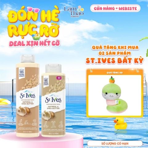  [MUA 2 SP ST.IVES BẤT KỲ TẶNG 01 GẤU BÔNG] Sữa Tắm Dưỡng Làm Mịn Da St.Ives Oatmeal & Shea Butter Soothing Body Wash (Mẫu Mới) 