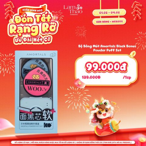  [DEAL SỐC 01.02 - 04.02] Bộ Bông Mút Amortals Black Bonus Powder Puff Set 