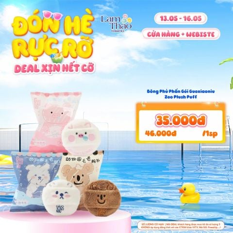  [DEAL SỐC 13.05 - 16.05] Bông Phủ Phấn Gói Guoxiaoniu Zoo Plush Puff 