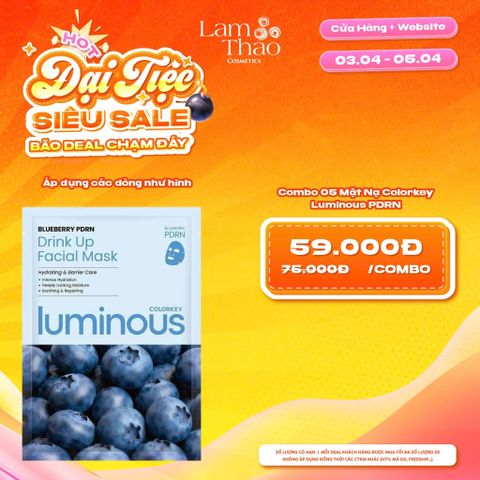  [DEAL SỐC 03.04 - 05.04 COMBO 5 MASK] Mặt Nạ Colorkey Luminous Blueberry PDRN Drink Up Facial Mask 